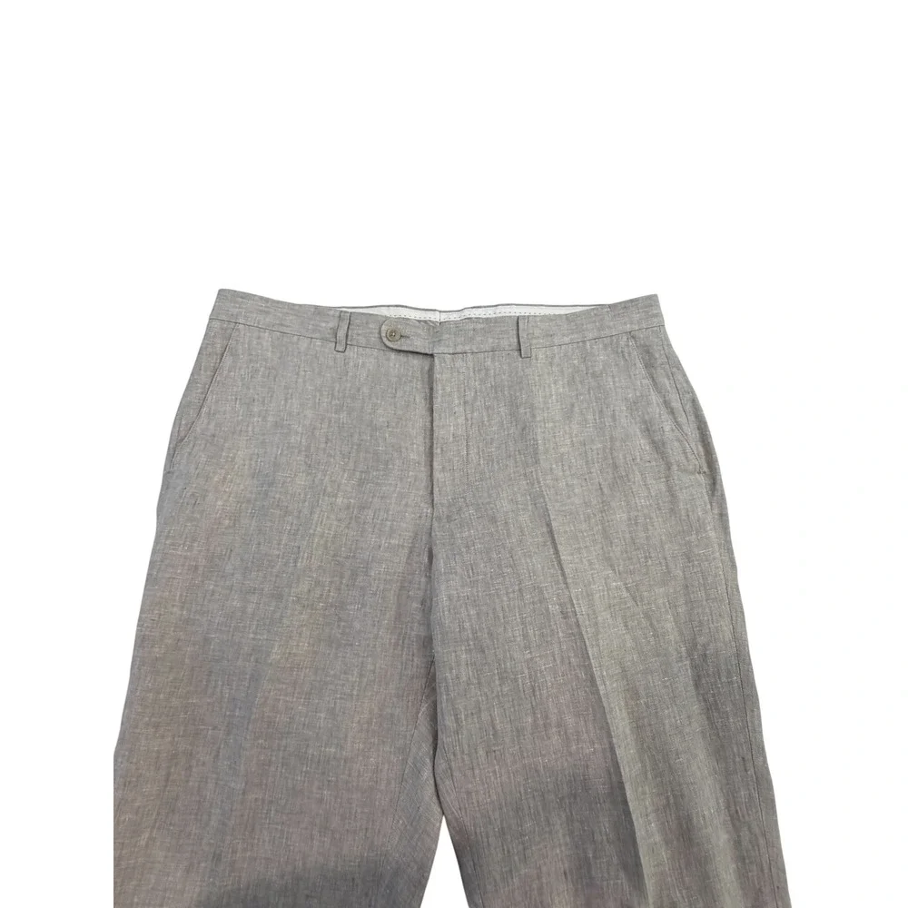 Joseph Abboud Mens Grey‎ 40 Linen Trousers Pants Lux Summer